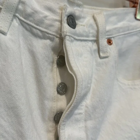 White Frayed Hem Denim Shorts